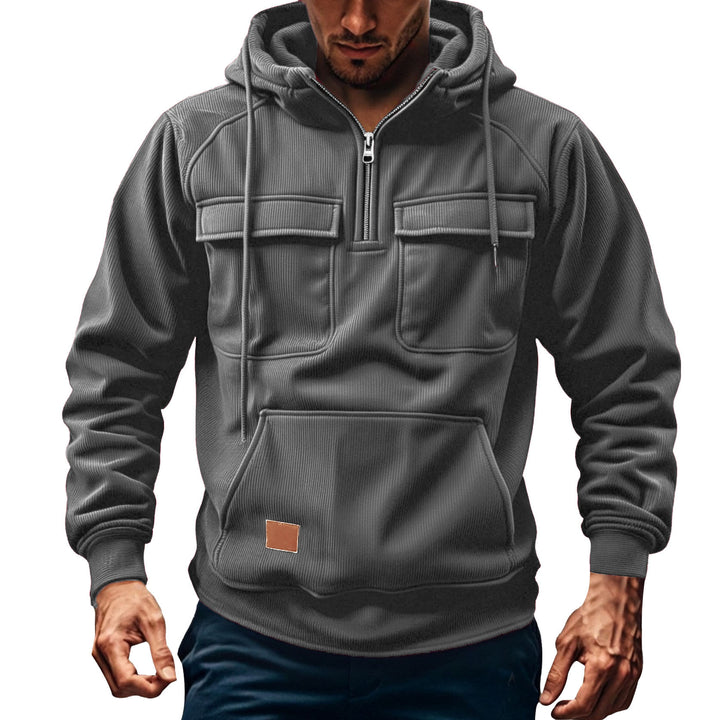 Herr Fleece Hoodie med praktiska fickor Mirla-Eva Jonsson