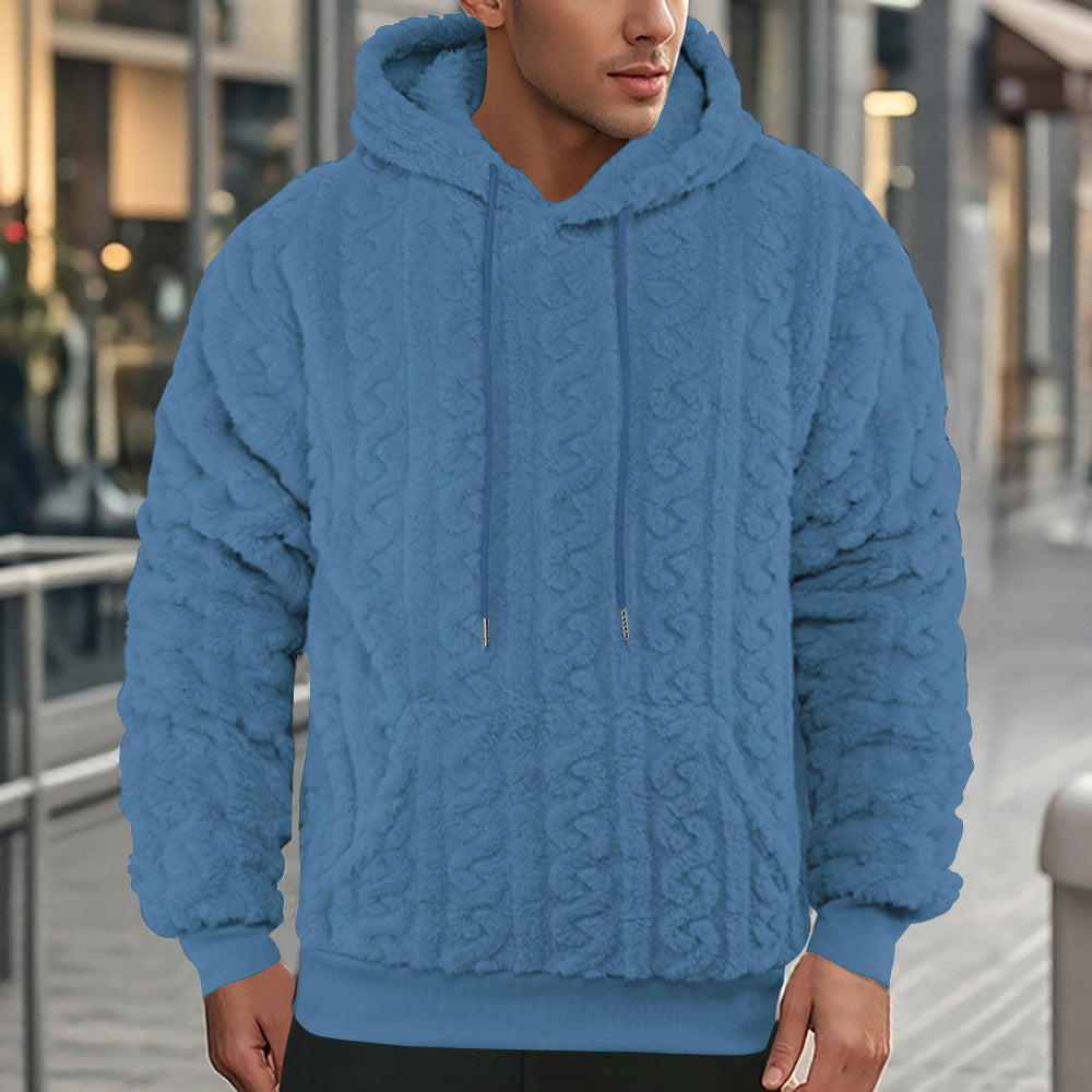 Herr Fleece-Huvtröja med strukturerad design och praktisk känguruficka Mirla-Eva Jonsson