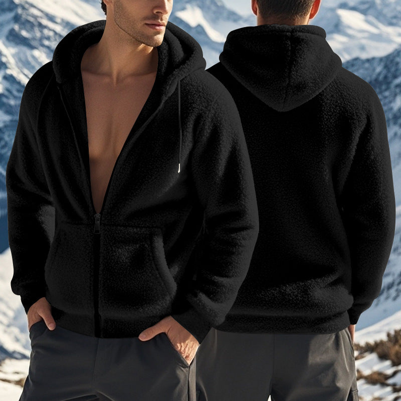 Herr Fleece-hoodie med dragkedja och kängurufickor Mirla-Eva Jonsson