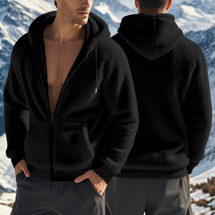 Herr Fleece-hoodie med dragkedja och kängurufickor Mirla-Eva Jonsson