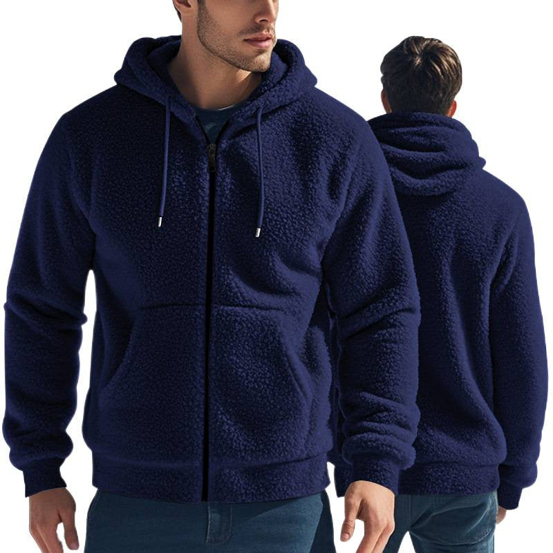 Herr Fleece-hoodie med dragkedja och kängurufickor Mirla-Eva Jonsson