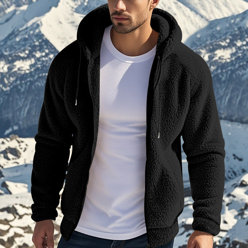 Herr Fleece-hoodie med dragkedja och kängurufickor Mirla-Eva Jonsson
