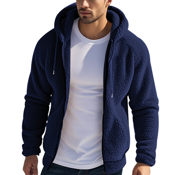 Herr Fleece-hoodie med dragkedja och kängurufickor Mirla-Eva Jonsson