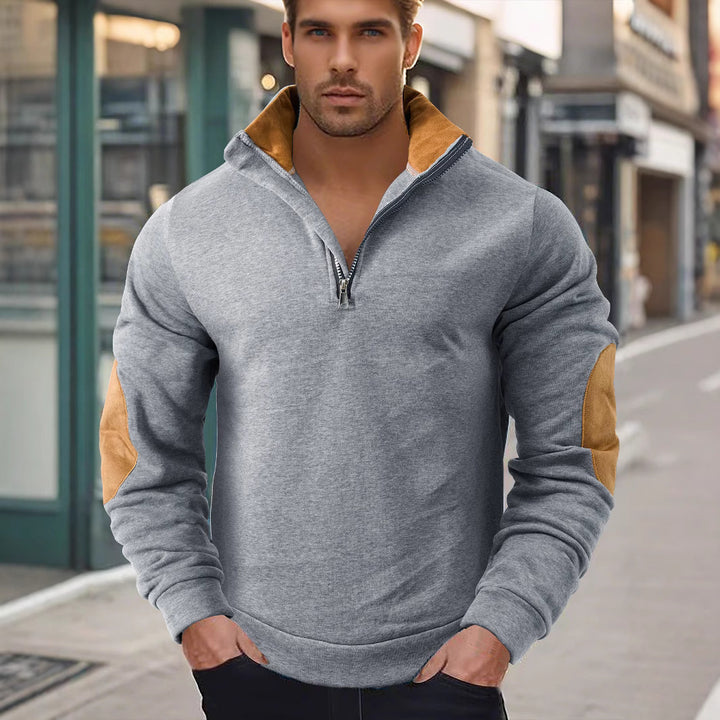 Herr Fleece-tröja med hög krage och eleganta detaljer Mirla-Eva Jonsson