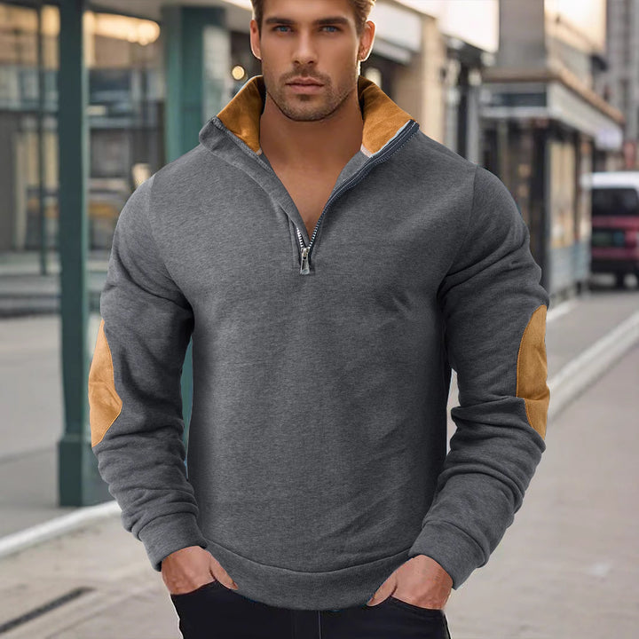 Herr Fleece-tröja med hög krage och eleganta detaljer Mirla-Eva Jonsson