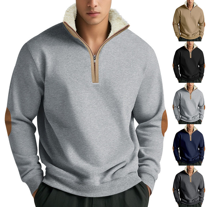 Herr Fleece-tröja med ståkrage och kontrastdetaljer Eva Jonsson-Eva Jonsson