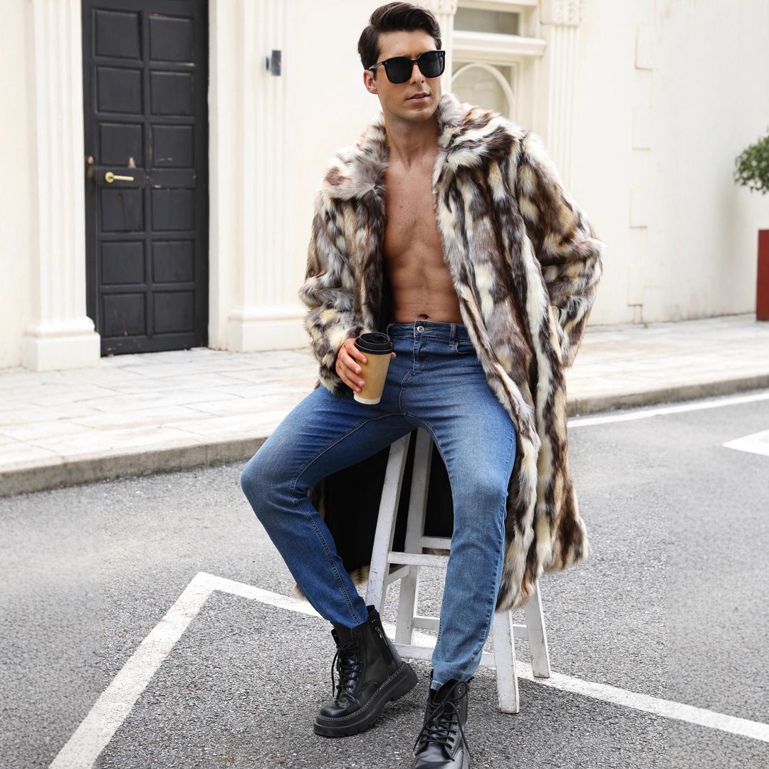 Herr Glamourös konstpäls kappa med voluminös krage Eva Jonsson-Eva Jonsson