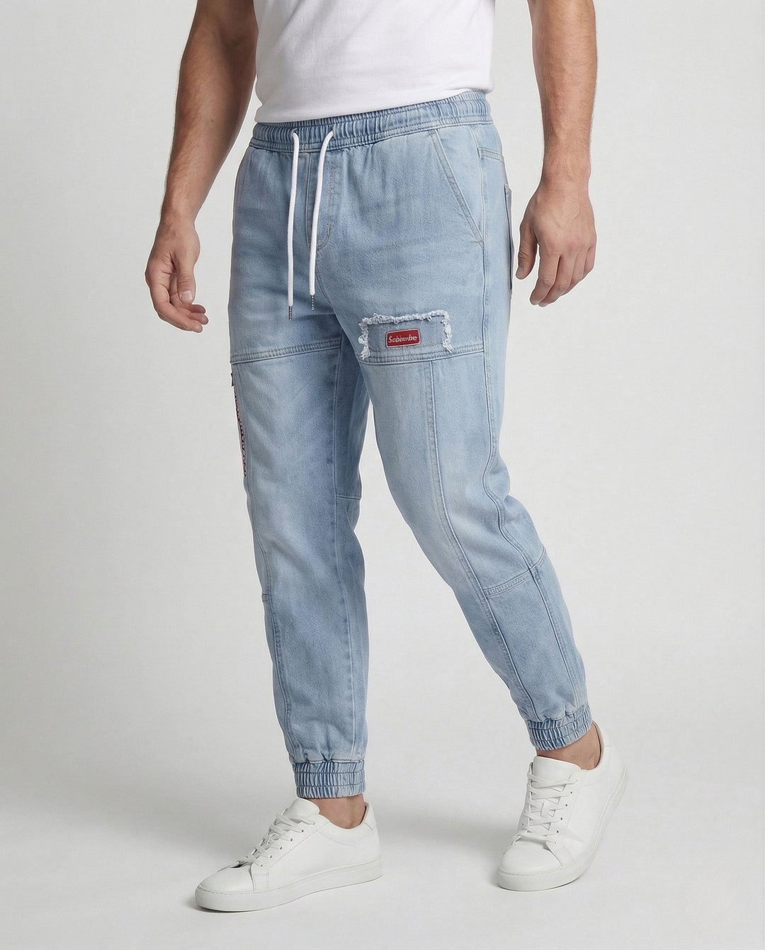 Herr Jeans Jogger med cargo fickor denim joggingbyxor-Eva Jonsson