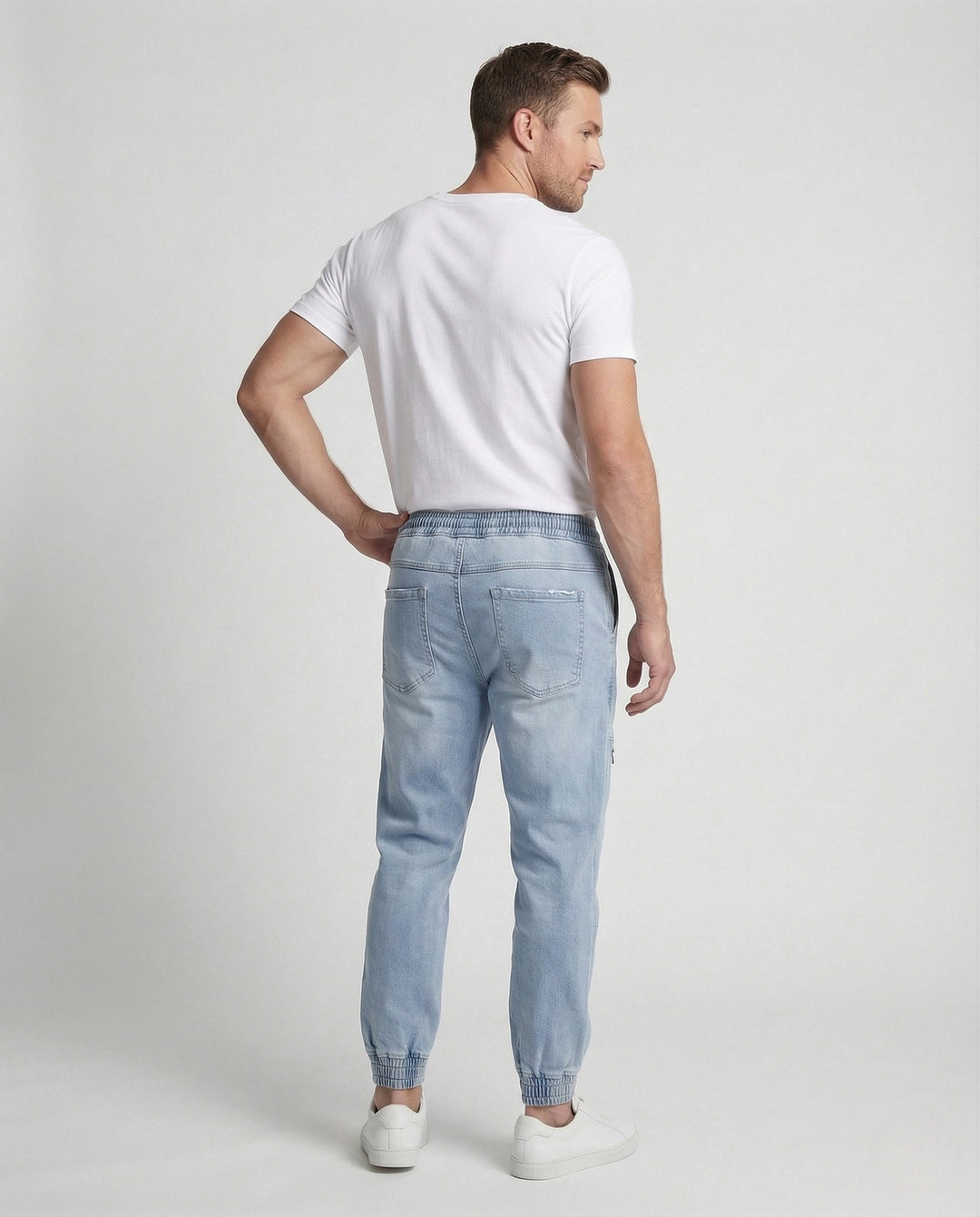 Herr Jeans Jogger med cargo fickor denim joggingbyxor-Eva Jonsson