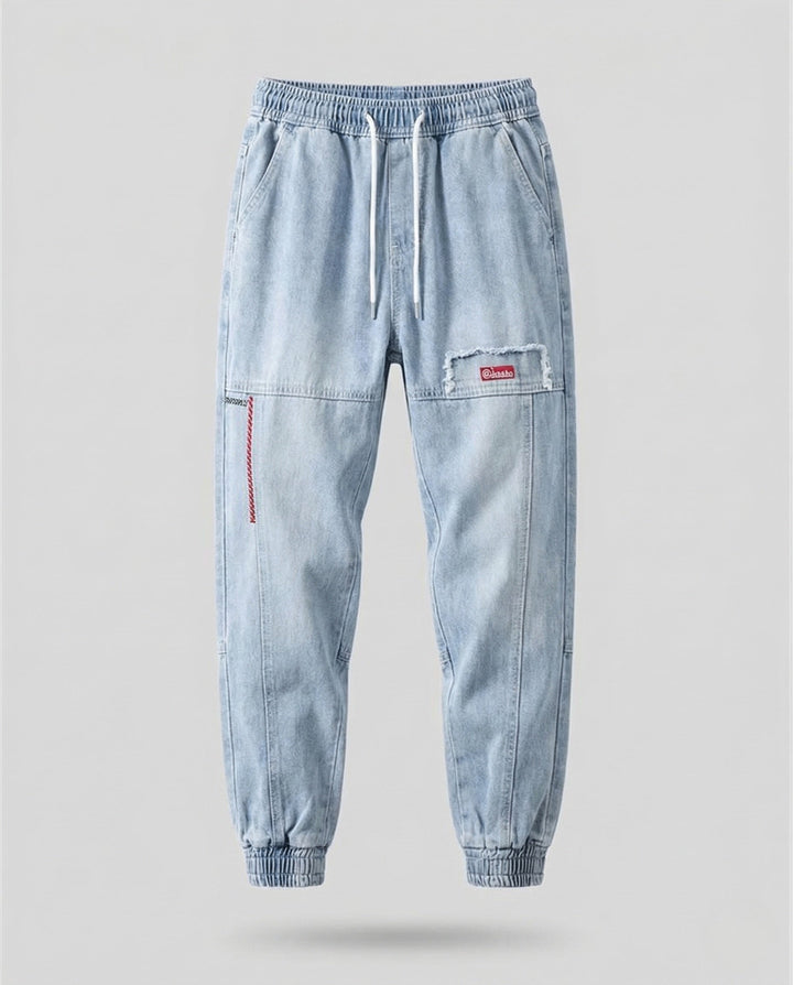 Herr Jeans Jogger med cargo fickor denim joggingbyxor-Eva Jonsson