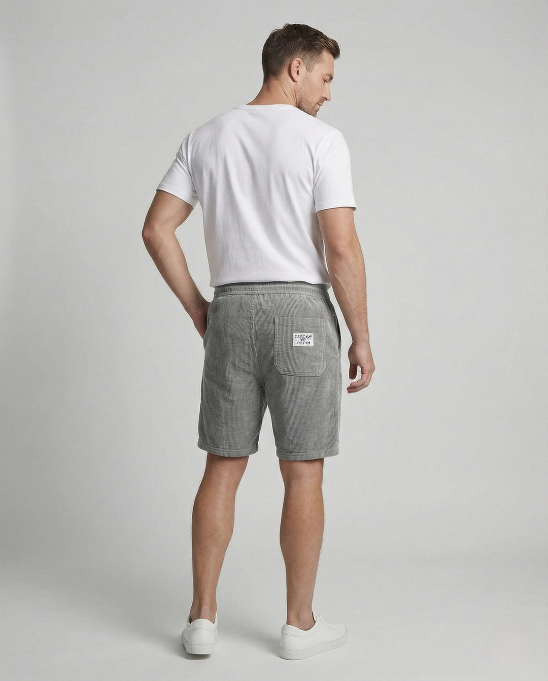 Herr Kord-bermuda shorts med elastisk midja-Eva Jonsson