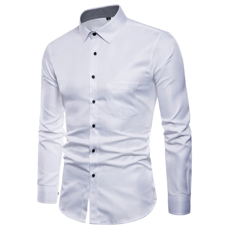 Herr Långärmad skjorta i högkvalitativ satin med modern slim-fit Mirla-Eva Jonsson