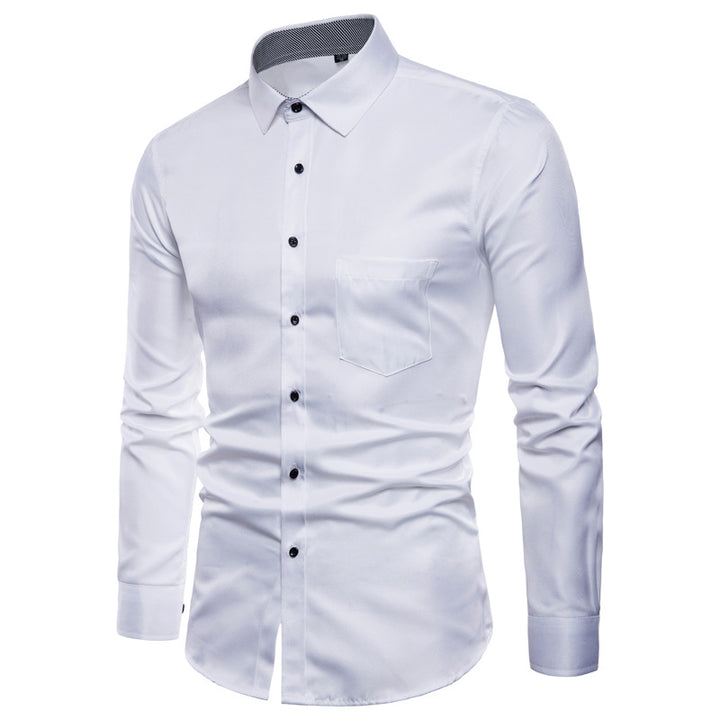 Herr Långärmad skjorta i högkvalitativ satin med modern slim-fit Mirla-Eva Jonsson