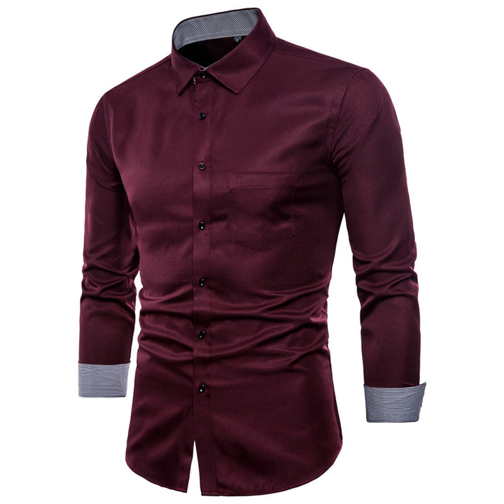 Herr Långärmad skjorta i högkvalitativ satin med modern slim-fit Mirla-Eva Jonsson