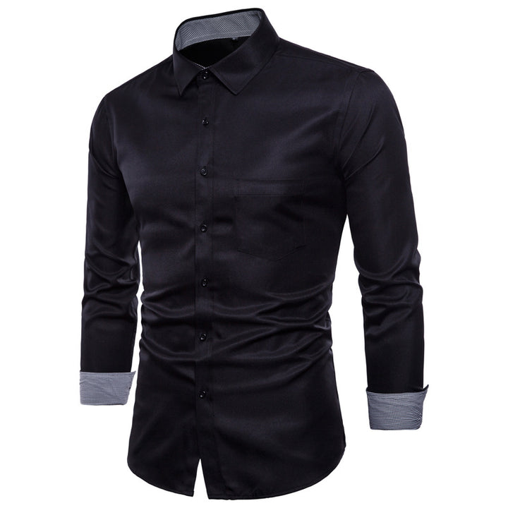 Herr Långärmad skjorta i högkvalitativ satin med modern slim-fit Mirla-Eva Jonsson