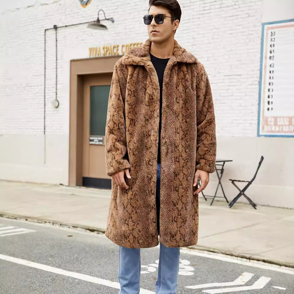 Herr Mode Faux Fur Kappa i Snakeskin Look Mirla-Eva Jonsson