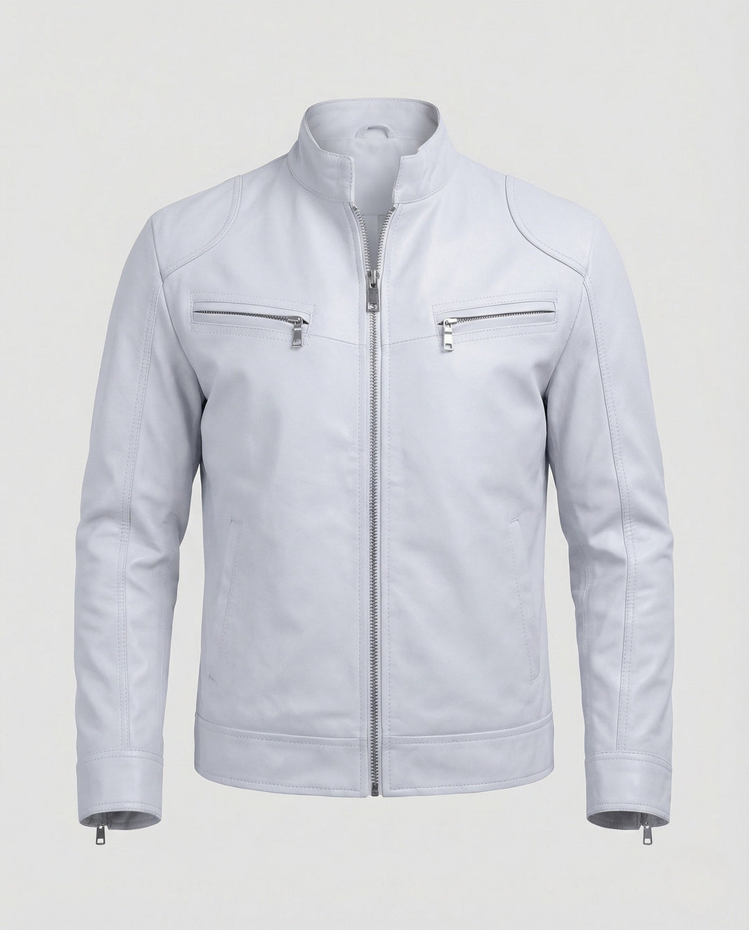 Herr Nappa läder motorcykeljacka med ståkrage-Eva Jonsson
