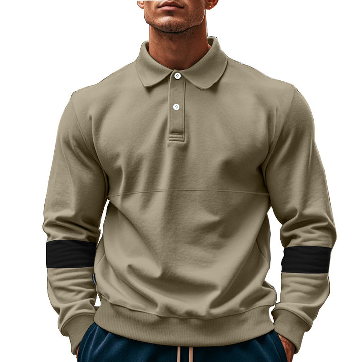Herr Polo-Hoodie med stilfull komfort och kontrasterande ärmvariationer Mirla-Eva Jonsson