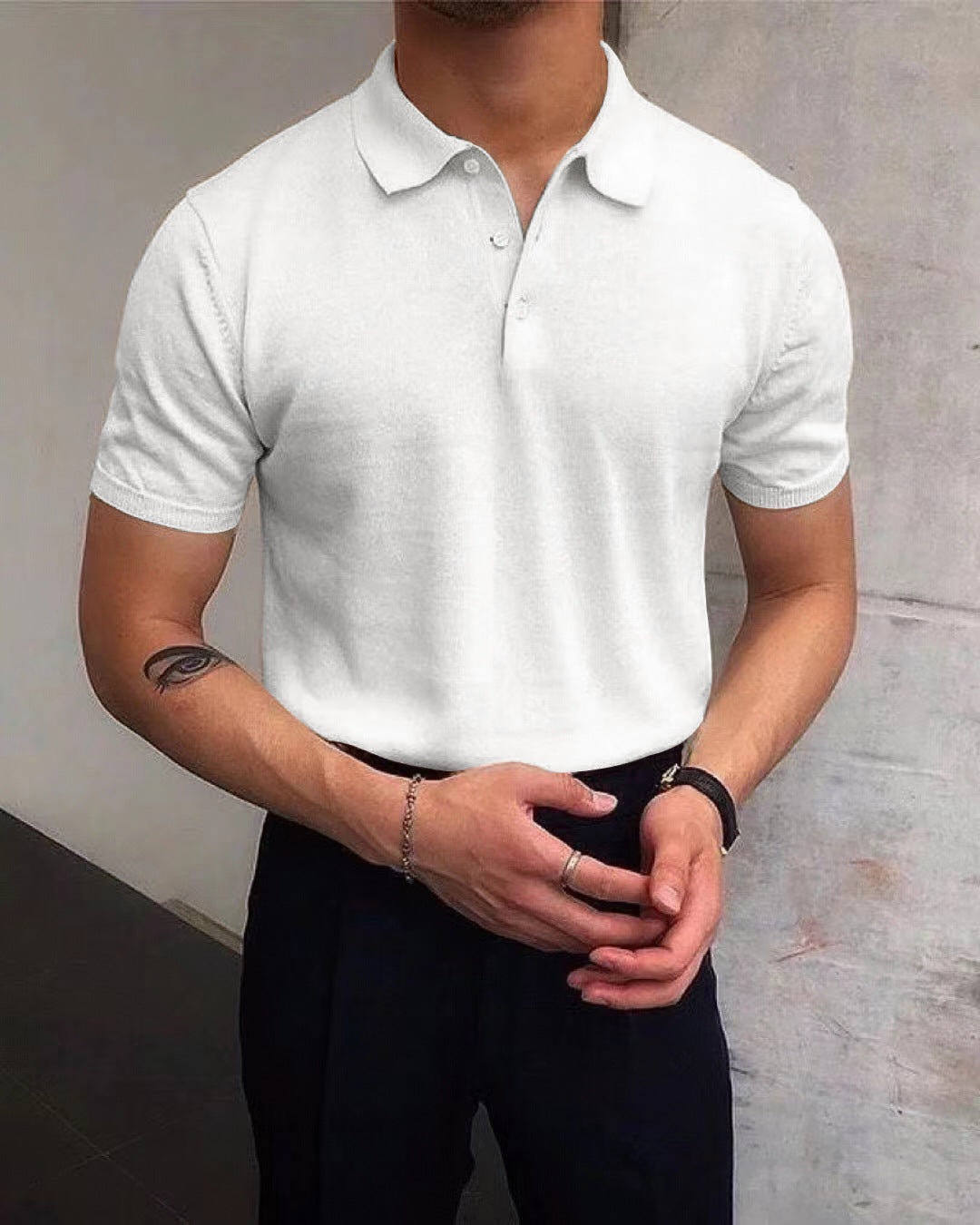 Herr Polo-Shirt i andningsbart bomull med elegant krage Mirla-Eva Jonsson