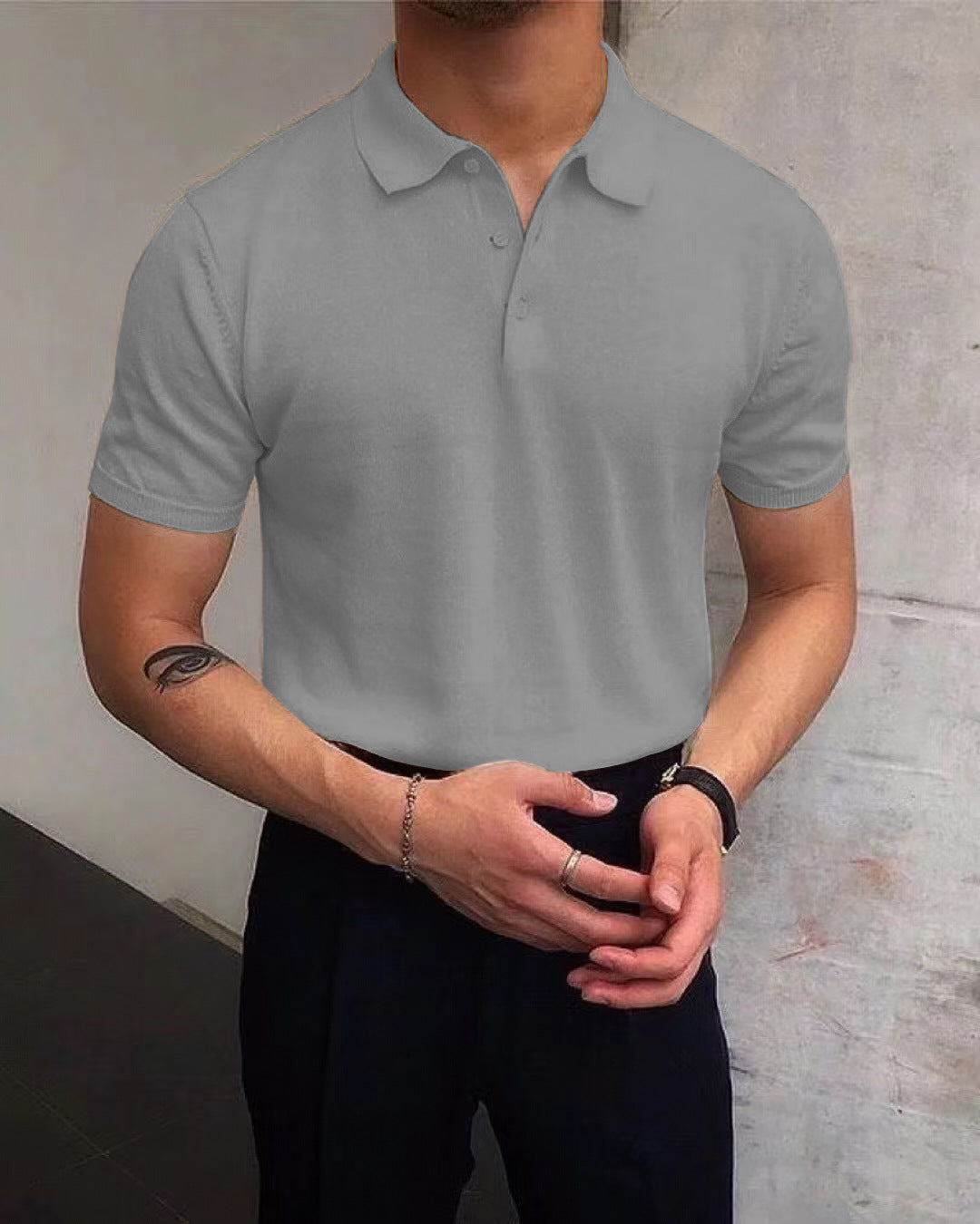 Herr Polo-Shirt i andningsbart bomull med elegant krage Mirla-Eva Jonsson