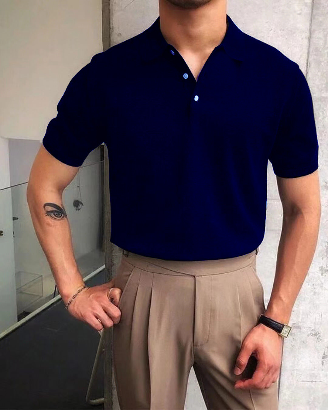 Herr Polo-Shirt i andningsbart bomull med elegant krage Mirla-Eva Jonsson