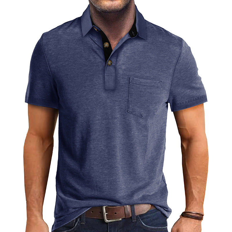 Herr Polo-Shirt med modern krage och bröstficka Mirla-Eva Jonsson