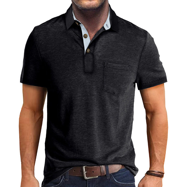 Herr Polo-Shirt med modern krage och bröstficka Mirla-Eva Jonsson