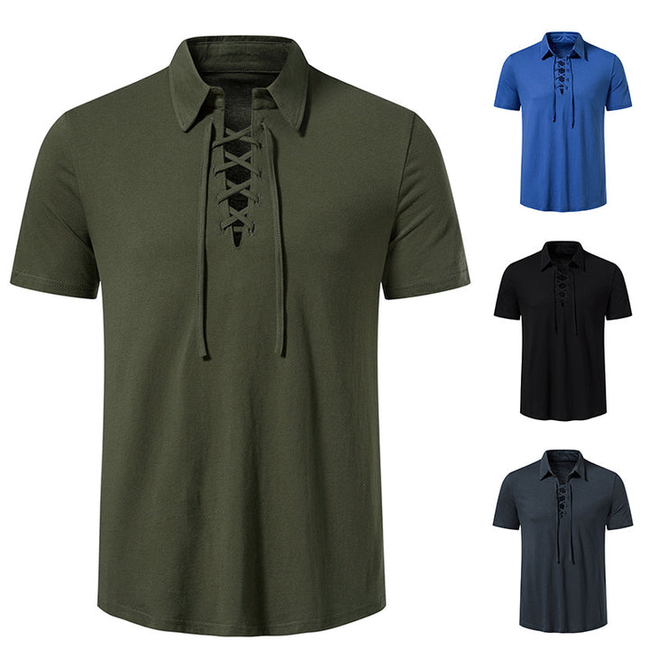 Herr Polo T-shirt med modern snördesign och högkvalitativ bomullskvalitet Mirla-Eva Jonsson