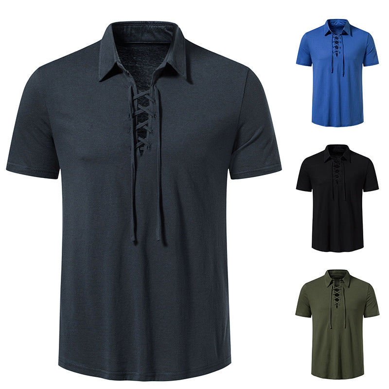 Herr Polo T-shirt med modern snördesign och högkvalitativ bomullskvalitet Mirla-Eva Jonsson