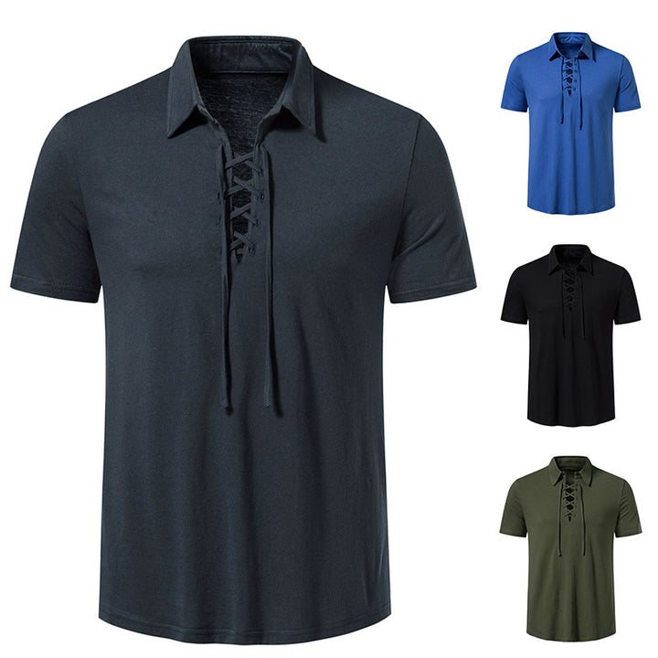Herr Polo T-shirt med modern snördesign och högkvalitativ bomullskvalitet Mirla-Eva Jonsson