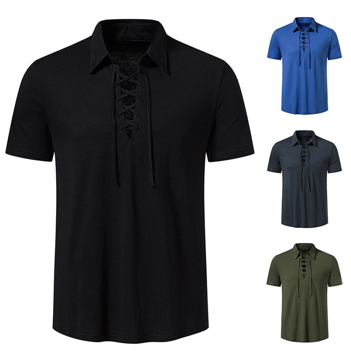 Herr Polo T-shirt med modern snördesign och högkvalitativ bomullskvalitet Mirla-Eva Jonsson