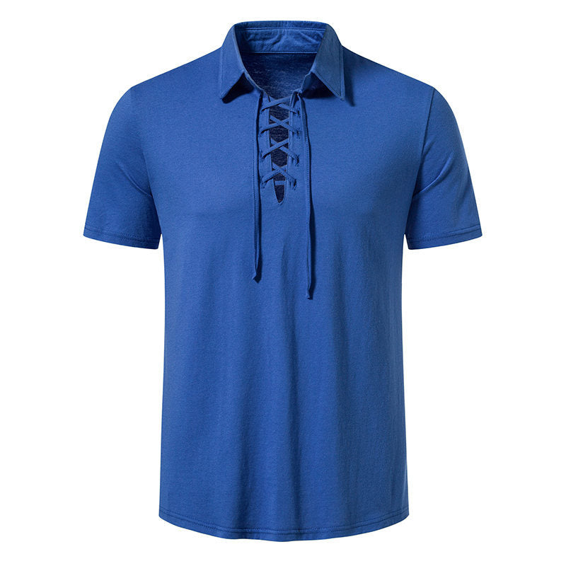Herr Polo T-shirt med modern snördesign och högkvalitativ bomullskvalitet Mirla-Eva Jonsson