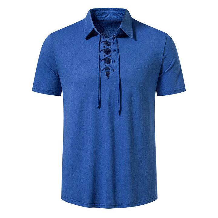 Herr Polo T-shirt med modern snördesign och högkvalitativ bomullskvalitet Mirla-Eva Jonsson