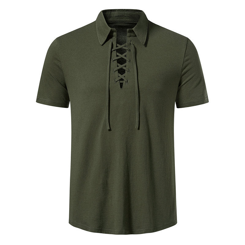 Herr Polo T-shirt med modern snördesign och högkvalitativ bomullskvalitet Mirla-Eva Jonsson