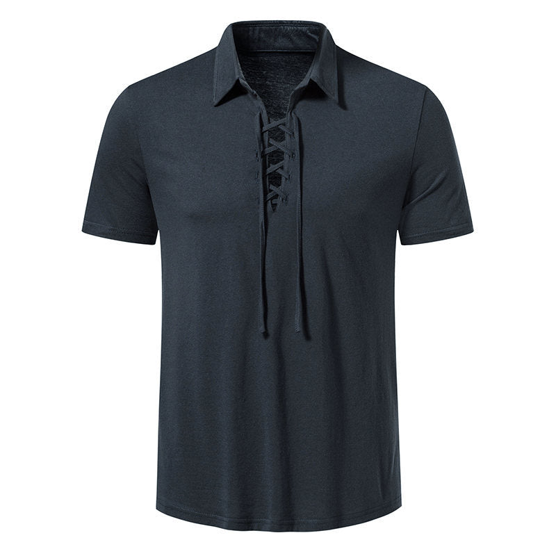 Herr Polo T-shirt med modern snördesign och högkvalitativ bomullskvalitet Mirla-Eva Jonsson