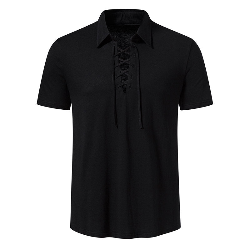 Herr Polo T-shirt med modern snördesign och högkvalitativ bomullskvalitet Mirla-Eva Jonsson