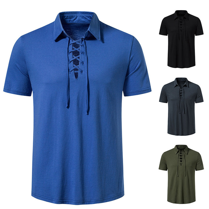 Herr Polo T-shirt med modern snördesign och högkvalitativ bomullskvalitet Mirla-Eva Jonsson