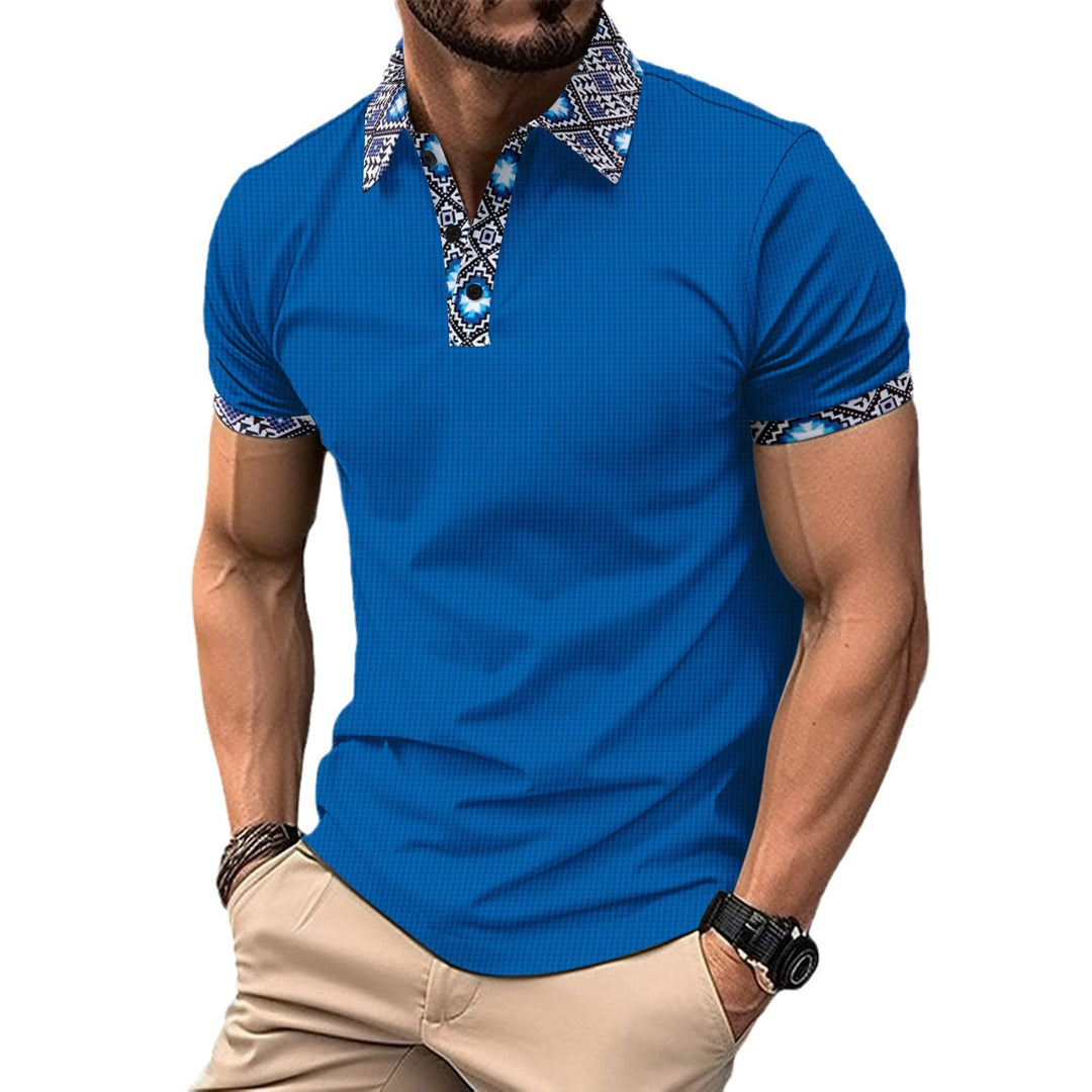 Herr Polo T-shirt med modernt rutmönster och stilig krage Mirla-Eva Jonsson