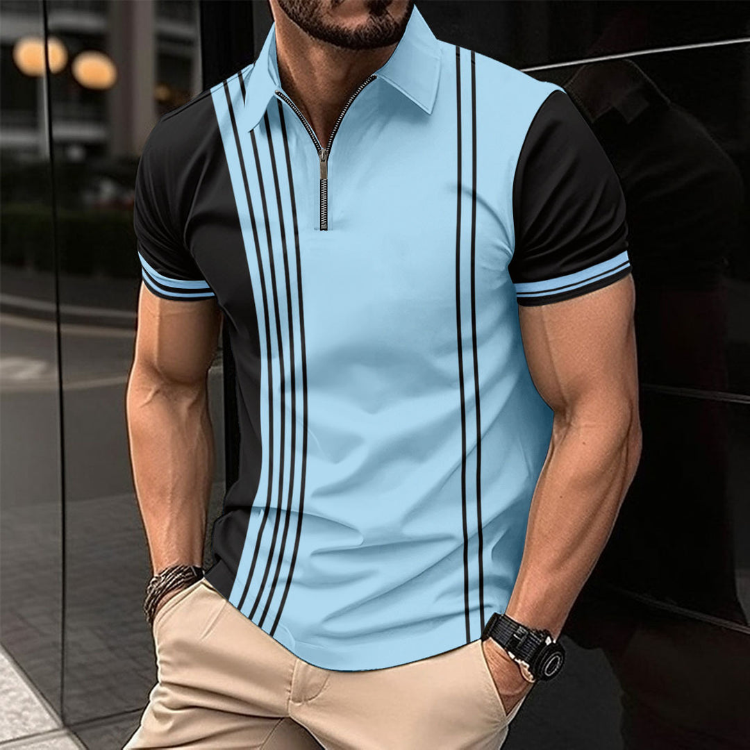 Herr Polo shirt med dragkedja och sportig design Mirla-Eva Jonsson