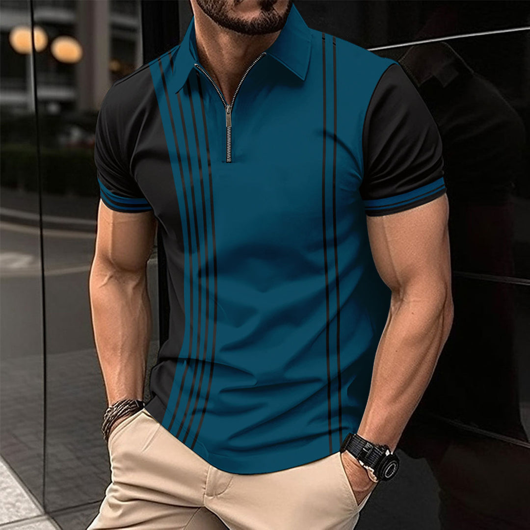 Herr Polo shirt med dragkedja och sportig design Mirla-Eva Jonsson