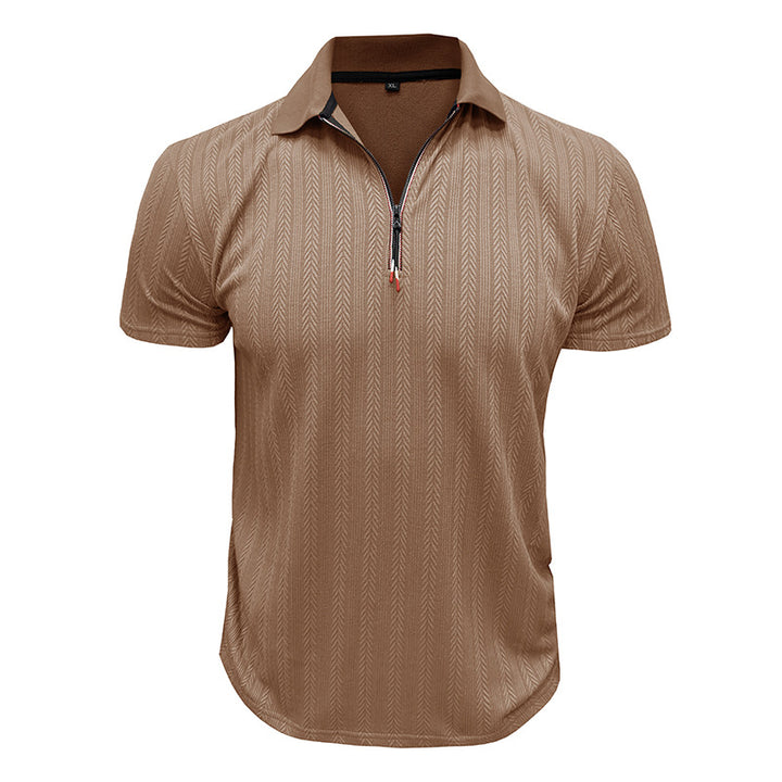 Herr Polo-shirt med moderiktig zip-öppning Mirla-Eva Jonsson