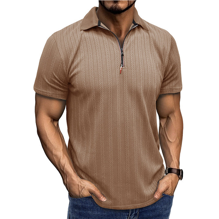 Herr Polo-shirt med moderiktig zip-öppning Mirla-Eva Jonsson