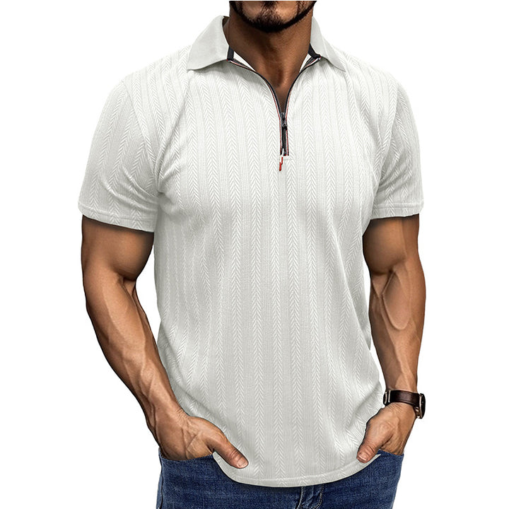 Herr Polo-shirt med moderiktig zip-öppning Mirla-Eva Jonsson
