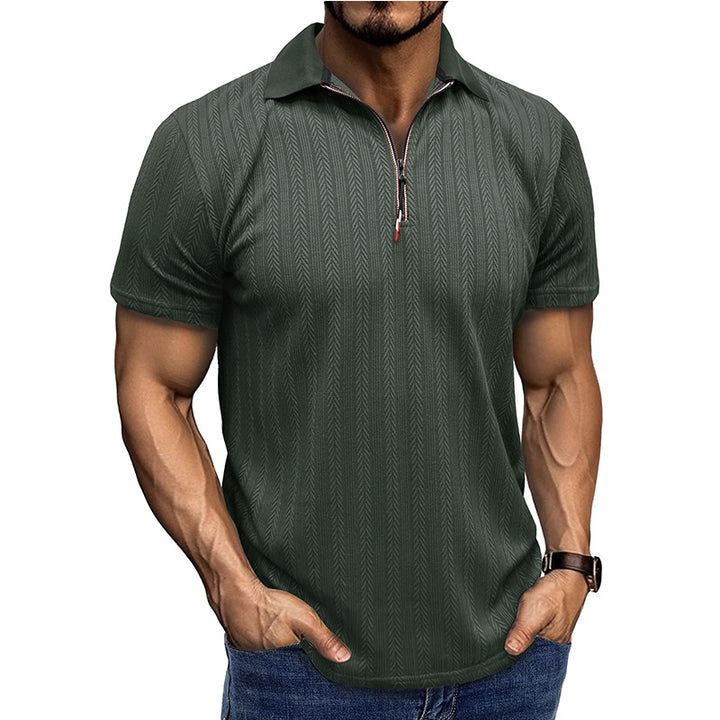Herr Polo-shirt med moderiktig zip-öppning Mirla-Eva Jonsson