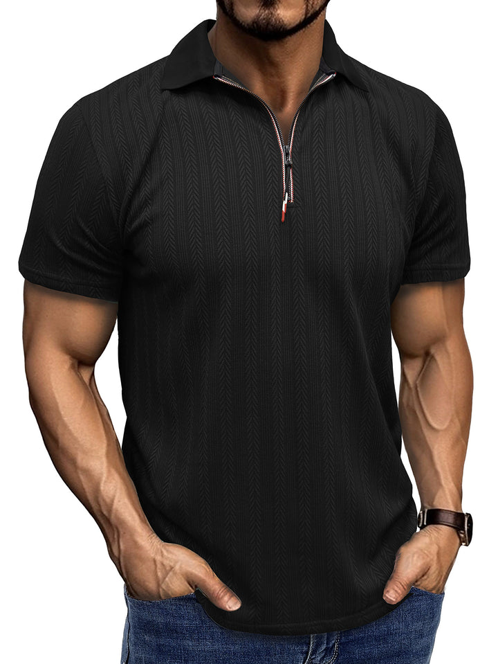 Herr Polo-shirt med moderiktig zip-öppning Mirla-Eva Jonsson