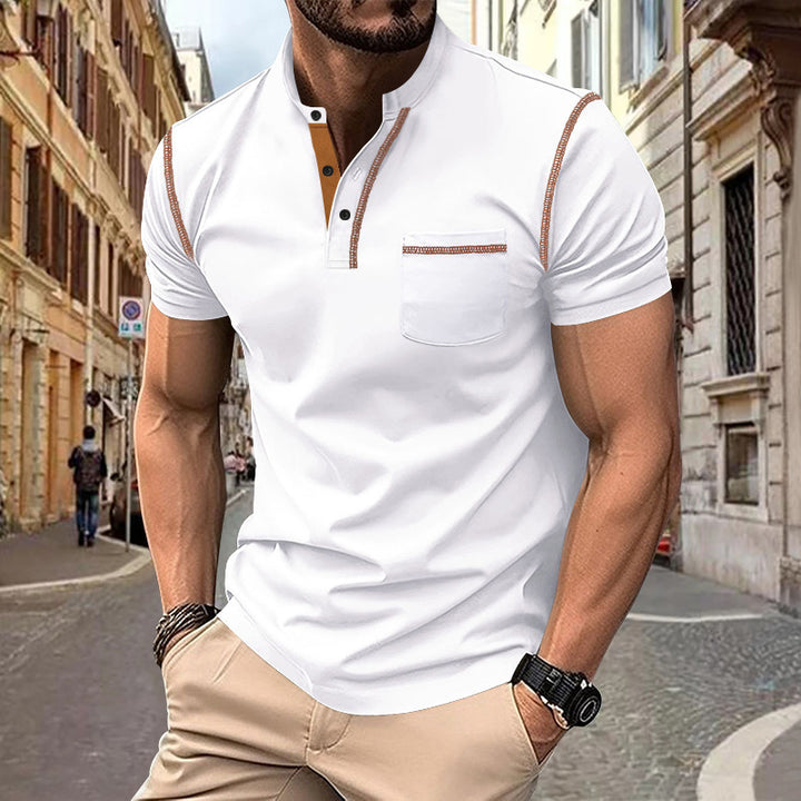 Herr Polo-shirt med strukturerad knappslå Mirla-Eva Jonsson