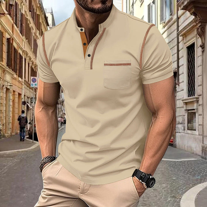 Herr Polo-shirt med strukturerad knappslå Mirla-Eva Jonsson