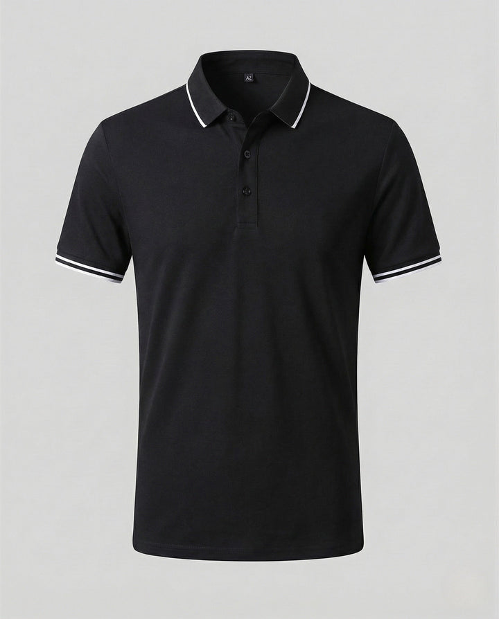 Herr Polo skjorta Piqué Slim Fit Paspel Krage-Eva Jonsson