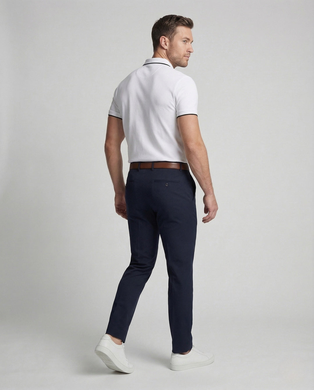 Herr Polo skjorta Piqué Slim Fit Paspel Krage-Eva Jonsson