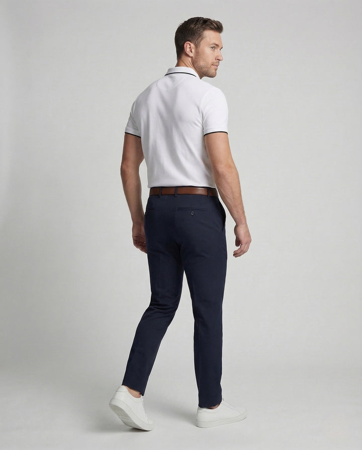 Herr Polo skjorta Piqué Slim Fit Paspel Krage-Eva Jonsson